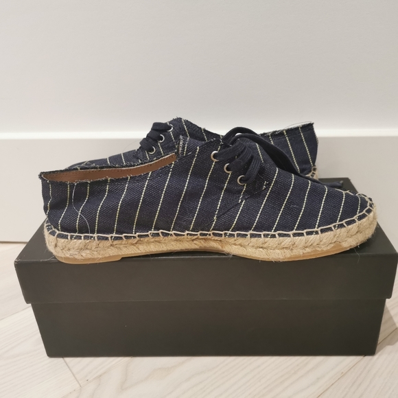 J. Crew striped canvas denim lace up espadrilles - Picture 2 of 8